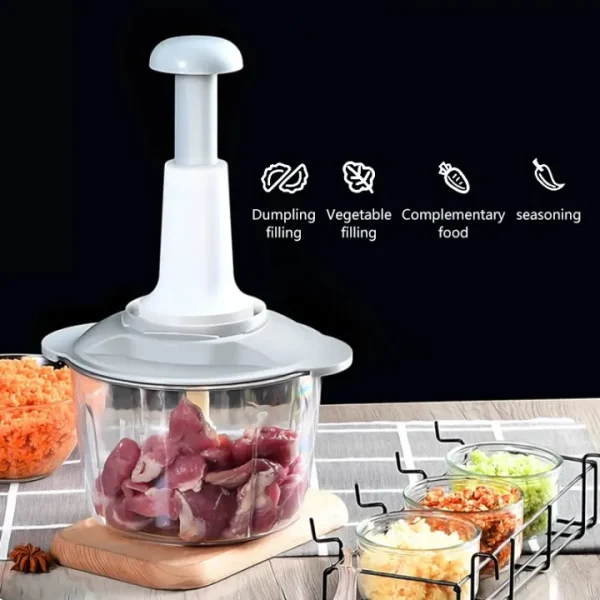 Powerful Manual Hand Push Chopper - Effortlessly Chop Any Vegetable - Image 5