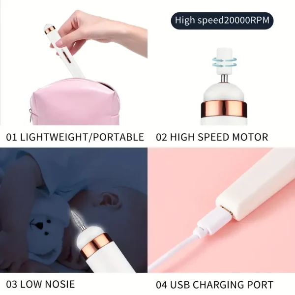 5 Professional Grade Nail Care Heads - Shape, file, buff, and polish your nails like a pro - Image 4