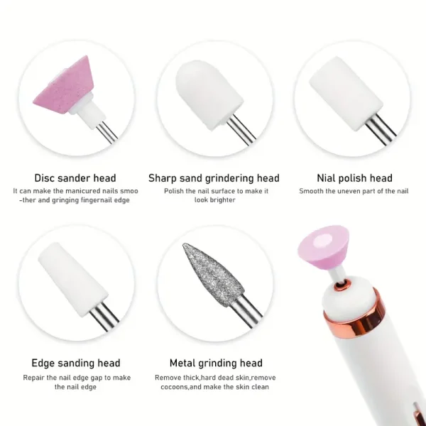 5 Professional Grade Nail Care Heads - Shape, file, buff, and polish your nails like a pro - Image 3