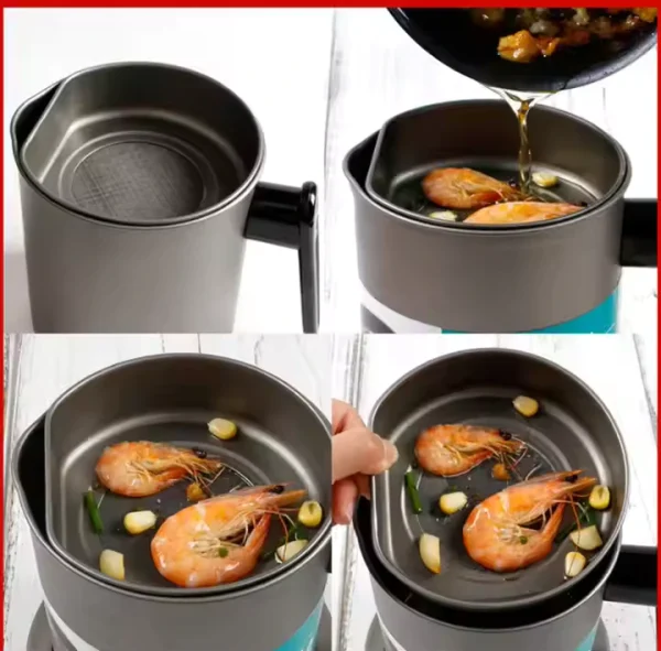 Stainless Steel Oil Filter Pot - Fine Mesh Strainer, Non-Slip Handle & Easy to Use - Image 5
