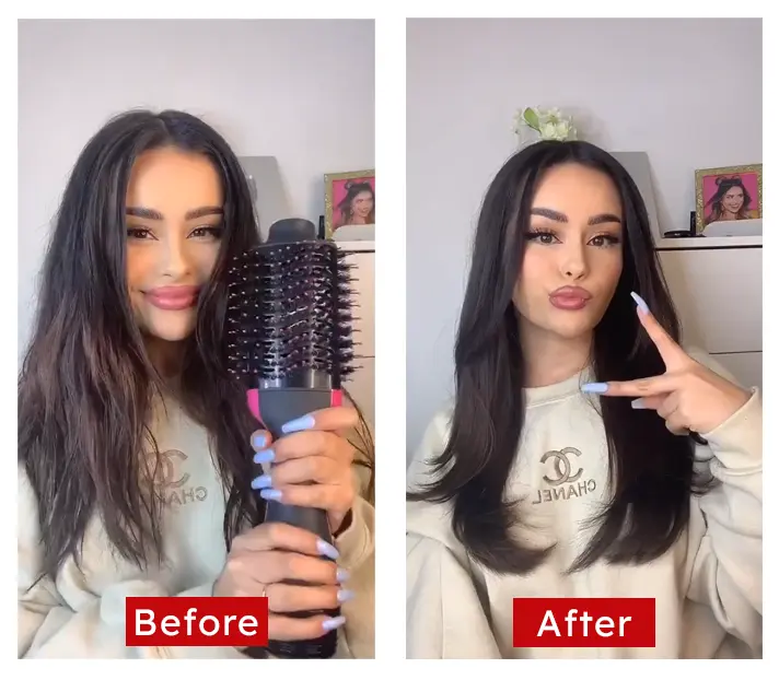before and after one step hair brush
